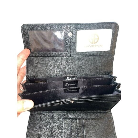 NWT Gianni Bernini black leather tri-fold Wallet - Picture 3 of 7